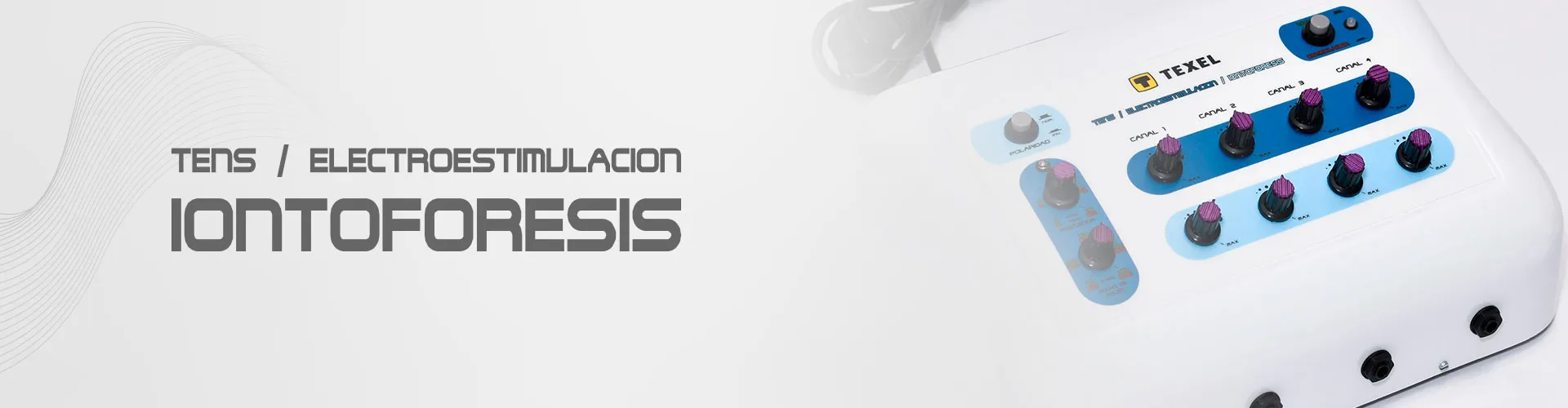 TENS · Estimulador · Ionto — TENS + Electroestimulación + Iontoforesis